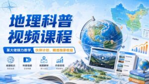地理科普视频课程,某大佬倾力教学,伙伴计划、精选独家收益-网赚资源网