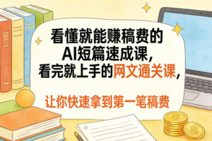 看懂就能賺稿费的AI短篇速成课,看完就上手的网文通关课,让你快速拿到第一笔稿费(更新8月)-网赚资源网