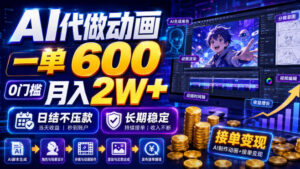 AI代做动画,一单600,0门槛月入2W+,日结不压款,长期稳定【揭秘】-网赚资源网