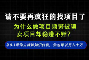 找项目？别傻了！卖项目才是真的一本万利！看完你全都懂了【揭秘】-网赚资源网