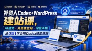 外贸人Codex+WordPress建站课，AI建站·外贸独立站·询盘承接，从0到1学会用Codex辅助建站-网赚资源网