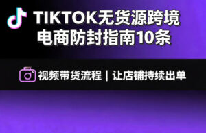 TIKTOK无货源跨境电商防封指南10条➕视频带货流程让自己的店铺持续出单【文档】-网赚资源网