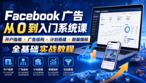 Facebook广告新手从0到入门系统课｜开户指南・广告结构・计划搭建・数据指标全基础实战教程-网赚资源网