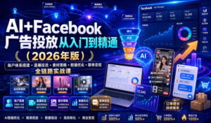 AI+Facebook广告投放从入门到精通（2026年版）｜账户体系搭建・直播投流・素材策略・数据优化・聊单变现全链路实战课-网赚资源网