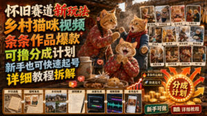 怀旧赛道新玩法，乡村猫咪视频，条条作品爆款，可撸分成计划，新手也可快速起号，详细教程拆解-网赚资源网
