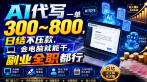 AI代写一单300~800,日结不压款,会电脑就能干,副业全职都行【揭秘】-网赚资源网