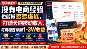 没有电商经验也能做多多虚拟,打造长期被动收入,每月稳定拿到1-3W收益【揭秘】-网赚资源网
