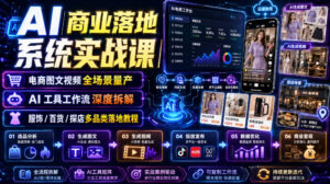 AI商业落地系统实战课|电商图文视频全场景量产・AI工具工作流深度拆解・服饰/百货/探店多品类落地教程-网赚资源网