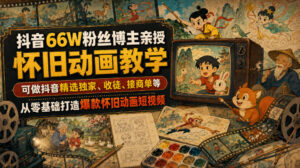 抖音66W粉丝博主亲授怀旧动画教学,可做抖音精选独家、收徒、接商单等,从零基础打造爆款怀旧动画短视频-网赚资源网