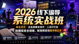 2026线下编导系统实战班|商业定位・全品类脚本创作・人设IP打造・拍摄投放全链路,短视频变现编导精品课-网赚资源网