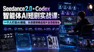 Seedance2.0+Codex智能体AI短剧实战课：一个人打造AI剧组，从创意到精品短片全流程-网赚资源网