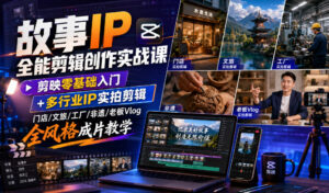 故事IP全能剪辑创作实战课|剪映零基础入门+多行业IP实拍剪辑,门店/文旅/工厂/非遗/老板Vlog全风格成片教学-网赚资源网