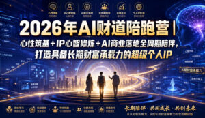 2026年AI财道陪跑营|心性筑基+IP心智修炼+AI商业落地全周期陪伴,打造具备长期财富承载力的超级个人IP-网赚资源网