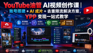 YouTube油管AI视频创作课|账号搭建+AI成片+去重限流解决方案,YPP变现一站式教学-网赚资源网