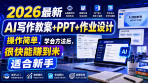 2026最新AI写作教案+PPT+作业设计,操作简单,学会方法后,很快能賺到米,适合新手-网赚资源网