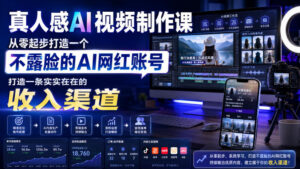 真人感AI视频制作课,从零起步打造一个不露脸的AI网红账号,打造一条实实在在的收入渠道【原创双语字幕】-网赚资源网