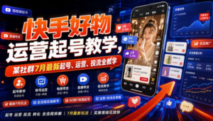 快手好物运营起号教学,某社群7月最新起号、运营、投流全教学-网赚资源网
