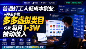 普通打工人低成本副业,从零起步做多多虚拟类目,收获每月1-3W被动收入【揭秘】-网赚资源网
