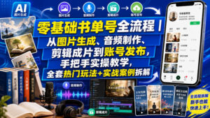 零基础书单号全流程｜从图片生成、音频制作、剪辑成片到账号发布，手把手实操教学，全套热门玩法+实战案例拆解-网赚资源网