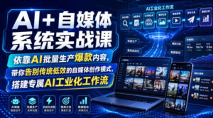 AI+自媒体系统实战课,依靠AI批量生产爆款内容,带你告别传统低效的自媒体创作模式,搭建专属AI工业化工作流-网赚资源网