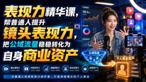 表现力精华课,帮普通人提升镜头表现力,把公域流量稳稳转化为自身商业资产-网赚资源网