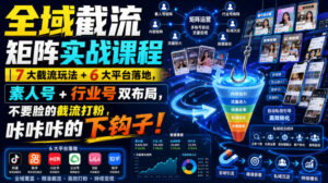 全域截流矩阵实战课程｜7大截流玩法+6大平台落地，素人号+行业号双布局，不要脸的截流打粉，咔咔咔的下钩子！-网赚资源网