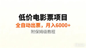 低价电影票项目新玩法,全自动报价出票,月入6000+,附保姆级教程【揭秘】-网赚资源网