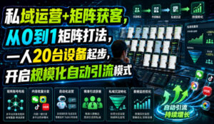 私域运营+矩阵获客,从0到1矩阵打法,一人20台设备起步,开启规模化自动引流模式!-网赚资源网