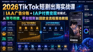 2026TikTok短剧出海实战课|IAA广告分账+IAP付费变现双模式,从账号搭建、平台规则到回款全流程落地教程-网赚资源网