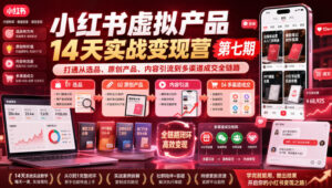 小红书虚拟产品14天实战变现营第七期，打通从选品、原创产品、内容引流到多渠道成交全链路-网赚资源网