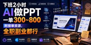 下班2小时AI做PPT，一单300~800，附接单资源，全职副业都行【揭秘】-网赚资源网