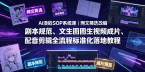 AI漫剧SOP系统课|网文筛选改编、剧本规范、文生图图生视频成片、配音剪辑全流程标准化落地教程(更新0810)-网赚资源网