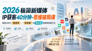 2026极简新媒体IP获客40分钟-思维破局课,解锁Ai时代“低成本”、“低风险”的确定性新媒体获客打法-网赚资源网