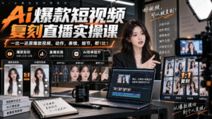 天诺老吴Ai爆款短视频复刻直播实操课，一比一还原爆款视频，动作，表情，细节，都1比1-网赚资源网