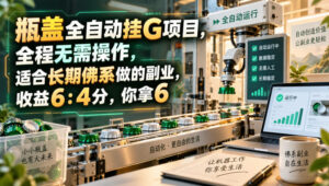 瓶盖全自动挂G项目,全程无需操作,适合长期佛系做的副业,收益6:4分,你拿6【揭秘】-网赚资源网