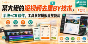 某大佬的短视频去重搬运技术,手法+CR软件,工具参数模板直接复用-网赚资源网