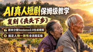 AI真人短剧保姆级教学，复刻《丧失下乡》，剧本分镜Seedance2.0生成视频，搞定人物一致性全流程实操-网赚资源网