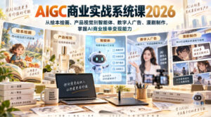 AIGC商业实战系统课2026,从绘本绘画、产品视觉到智能体、数字人广告、漫剧制作,掌握AI商业接单变现能力-网赚资源网
