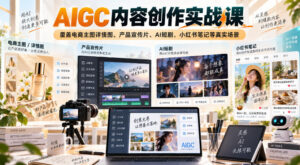 AIGC内容创作实战课，覆盖电商主图详情图、产品宣传片、AI短剧、小红书笔记等真实场景-网赚资源网