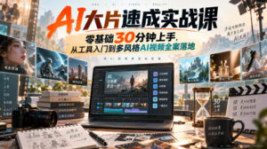 AI大片速成实战课｜零基础30分钟上手，从工具入门到多风格AI视频全案落地​-网赚资源网