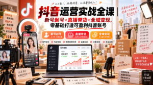 抖音运营实战全课|新号起号+直播带货+全域变现,零基础打造可盈利抖音账号-网赚资源网