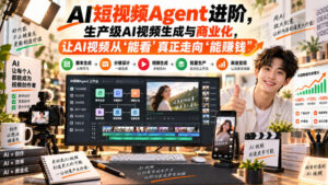 AI短视频Agent进阶,生产级AI视频生成与商业化,让AI视频从”能看”真正走向”能賺钱”-网赚资源网