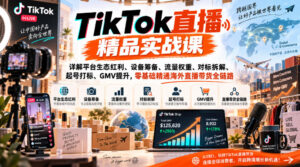 TikTok直播精品实战课,详解平台生态红利、设备筹备、流量权重、对标拆解、起号打标、GMV提升,零基础精通海外直播带货全链路-网赚资源网