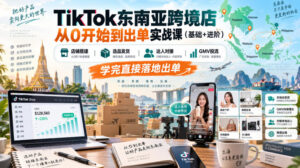 TikTok东南亚跨境店从0开始到出单实战课(基础+进阶),店铺搭建、选品发货、达人对接、GMV投流,学完直接落地出单-网赚资源网