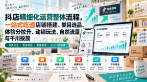 李哥电商-抖店精细化运营整体流程,一站式吃透店铺搭建、类目选品、体验分拉升、动销玩法、自然流量与千川投放-网赚资源网