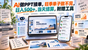 AI做PPT接单,旺季单子做不完,日入500+,当天结算,附赠工具【揭秘】-网赚资源网