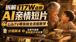 拆解117W点赞AI亲情短片,LibTV喂饭级全流程教学,分镜脚本+全套可直接复制提示词分享-网赚资源网