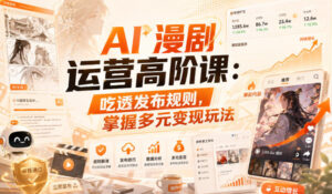 AI漫剧运营高阶课：吃透发布规则，掌握多元变现玩法-网赚资源网