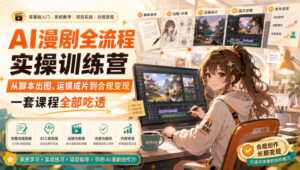AI漫剧全流程实操训练营，从脚本出图、运镜成片到合规变现，一套课程全部吃透-网赚资源网