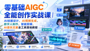 零基础AIGC全能创作实战课|AI绘画设计、AI视频生成、数字人制作、智能剪辑、AI音乐文案全工具落地教程-网赚资源网